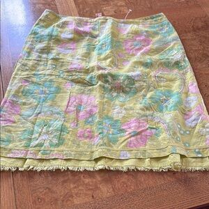 Sigrid Olsen Yellow Green Mini A-line Skirt Resort Wear